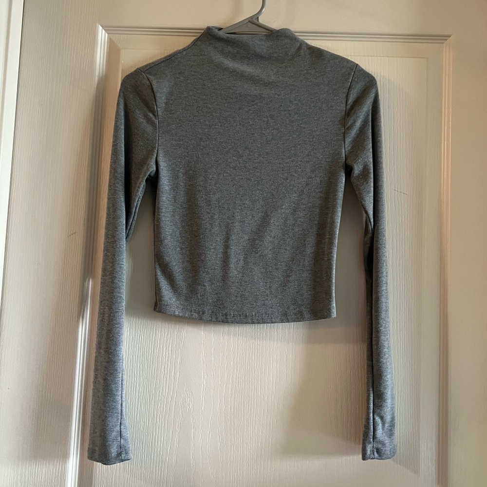 Gray long sleeve and high neck top